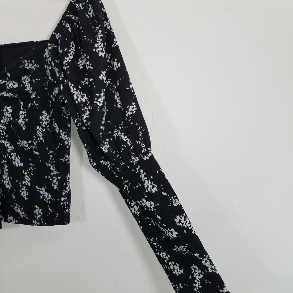 By Anthropologie Puffer Sleeve Stretchy Top Blouse Long Sleeve Black Size S - Picture 2 of 5